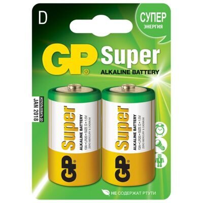 Алкалиновые батарейки GP LR20 2 шт Super Alkaline 13А 13A-2CR2